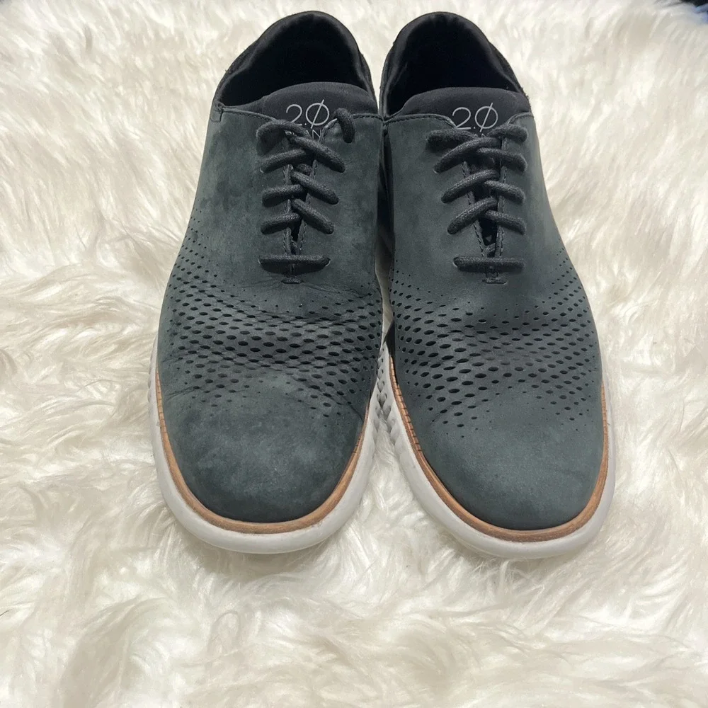 Cole Haan Shoes Men's 9.5 M Blue Leather‎ Laser Wingtip Oxfords C23807